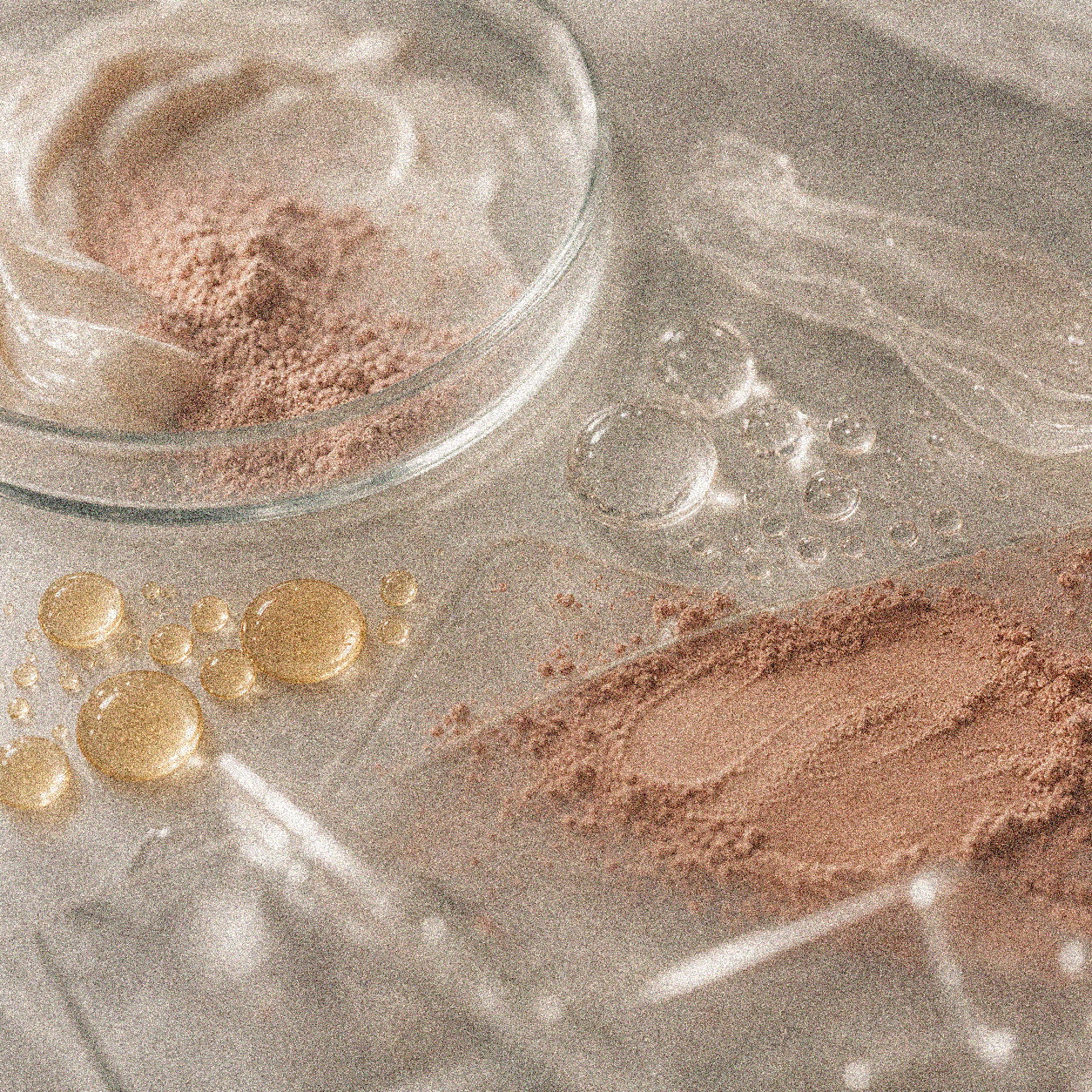 NEVARI Chromaflux grainy scientific ingredient editorial image