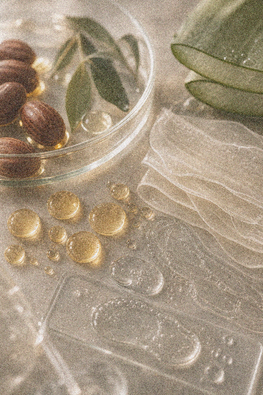 NEVARI BioCeramide Recovery grainy scientific ingredient editorial image