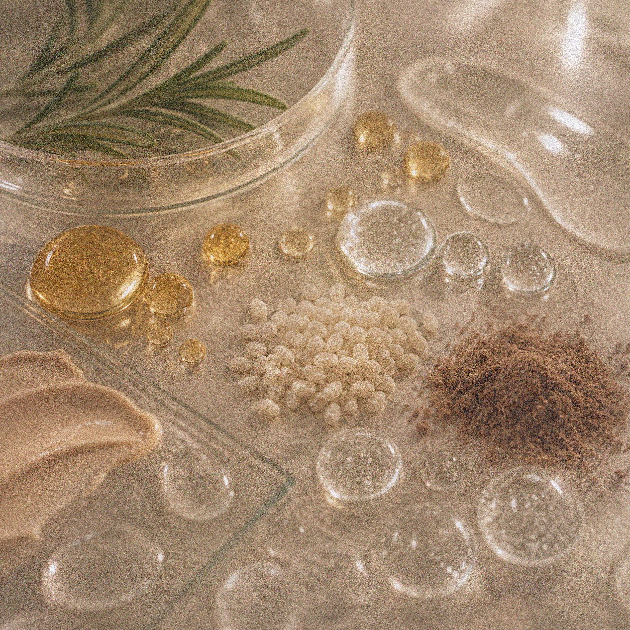 NEVARI Pigment Defense grainy scientific ingredient editorial image