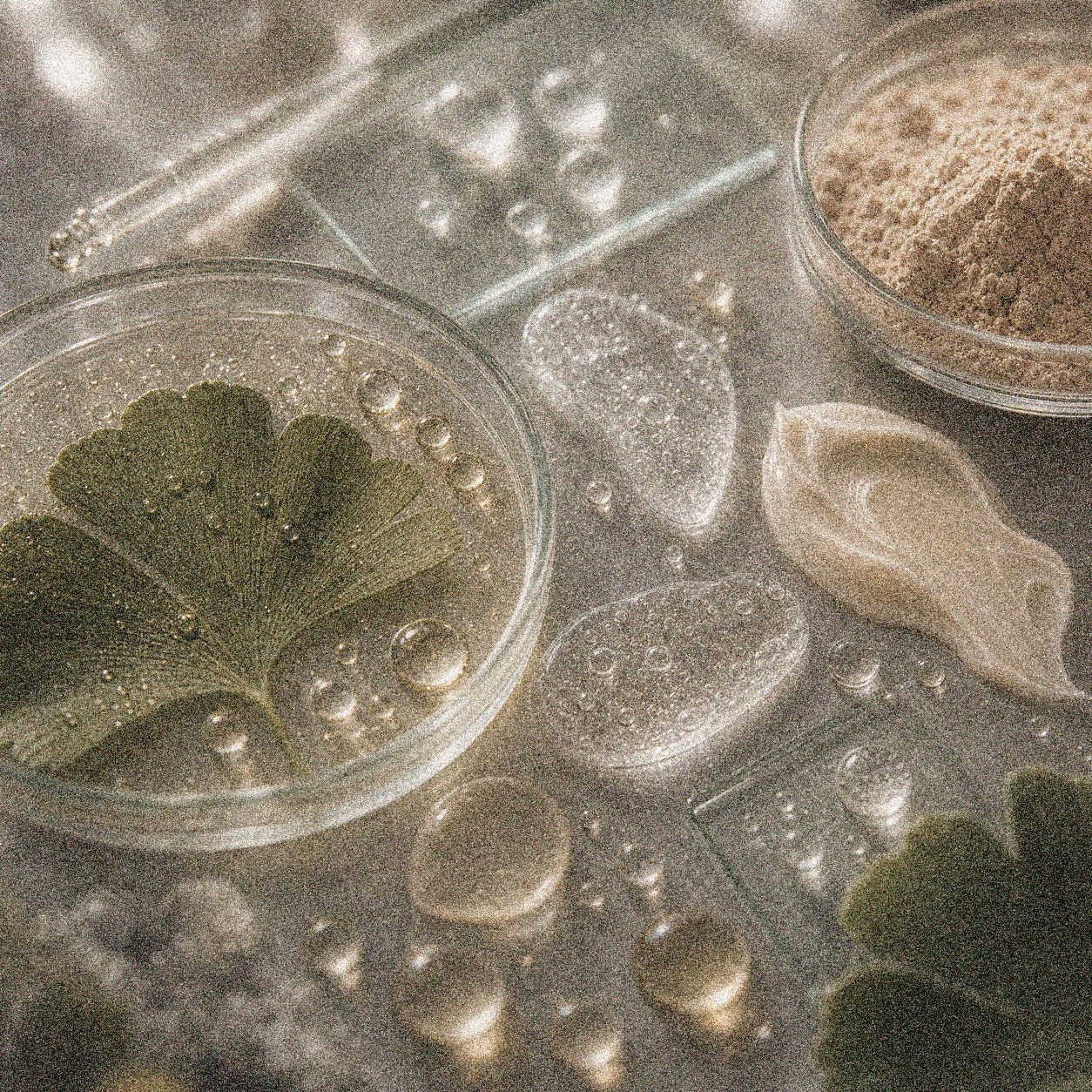 NEVARI AminoCalm Wash grainy scientific ingredient editorial image