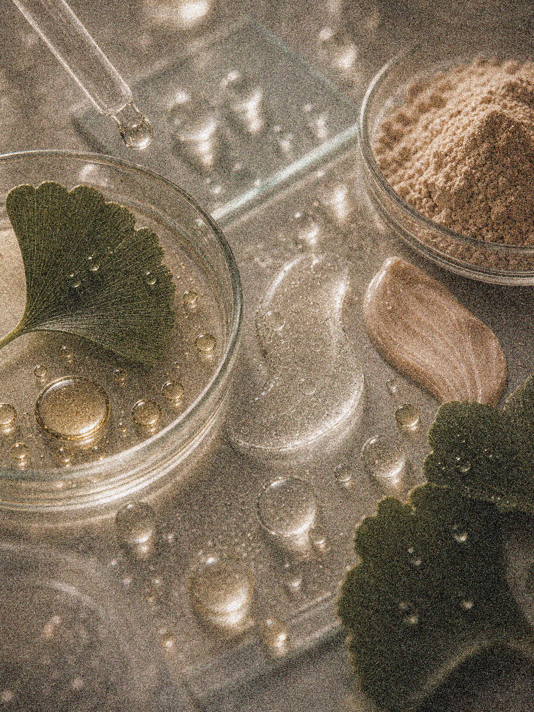 NEVARI Peptide Pigment Veil - 30 Tan Neutral grainy scientific ingredient editorial image