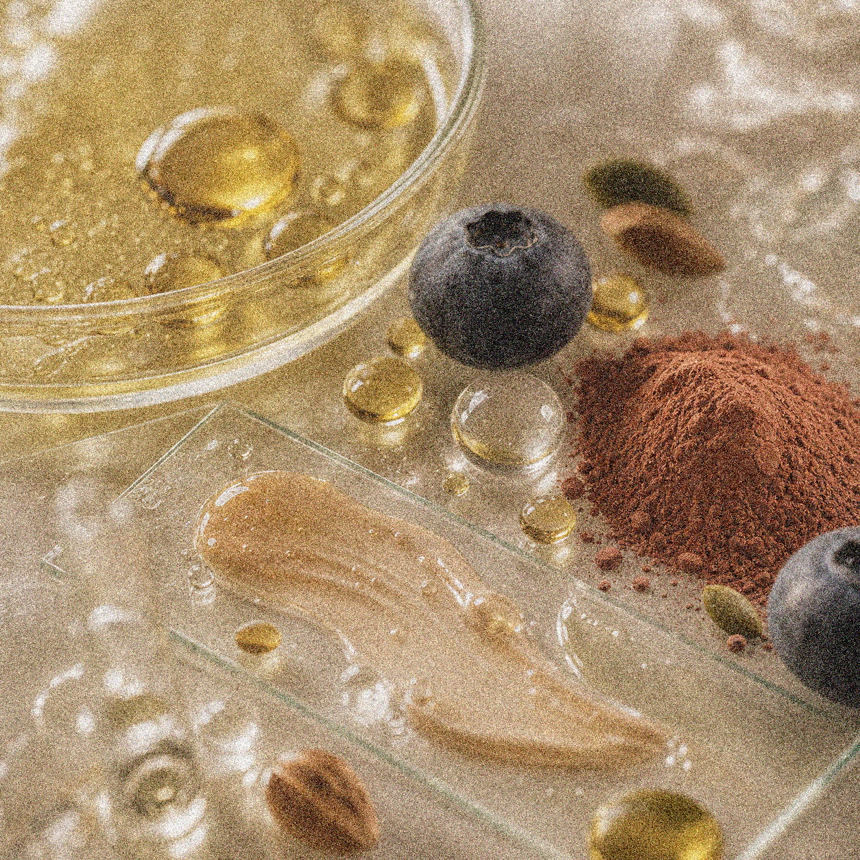 NEVARI Lipochrome Matte - Terracotta Nude grainy scientific ingredient editorial image
