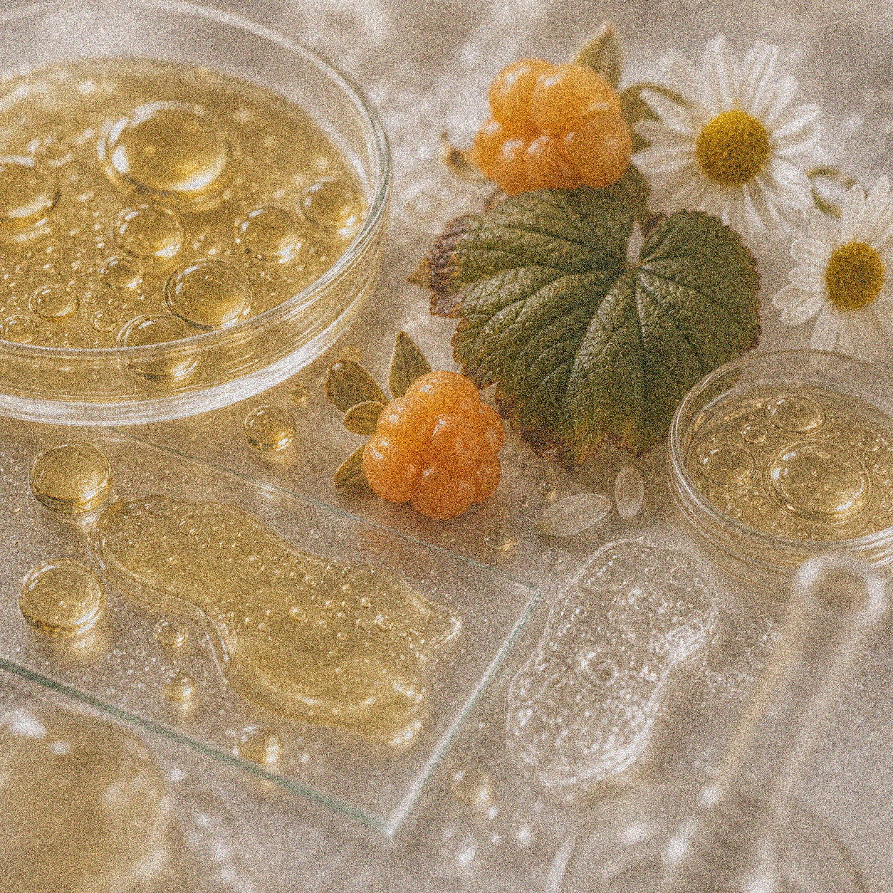 NEVARI Glycolipid Melt grainy scientific ingredient editorial image