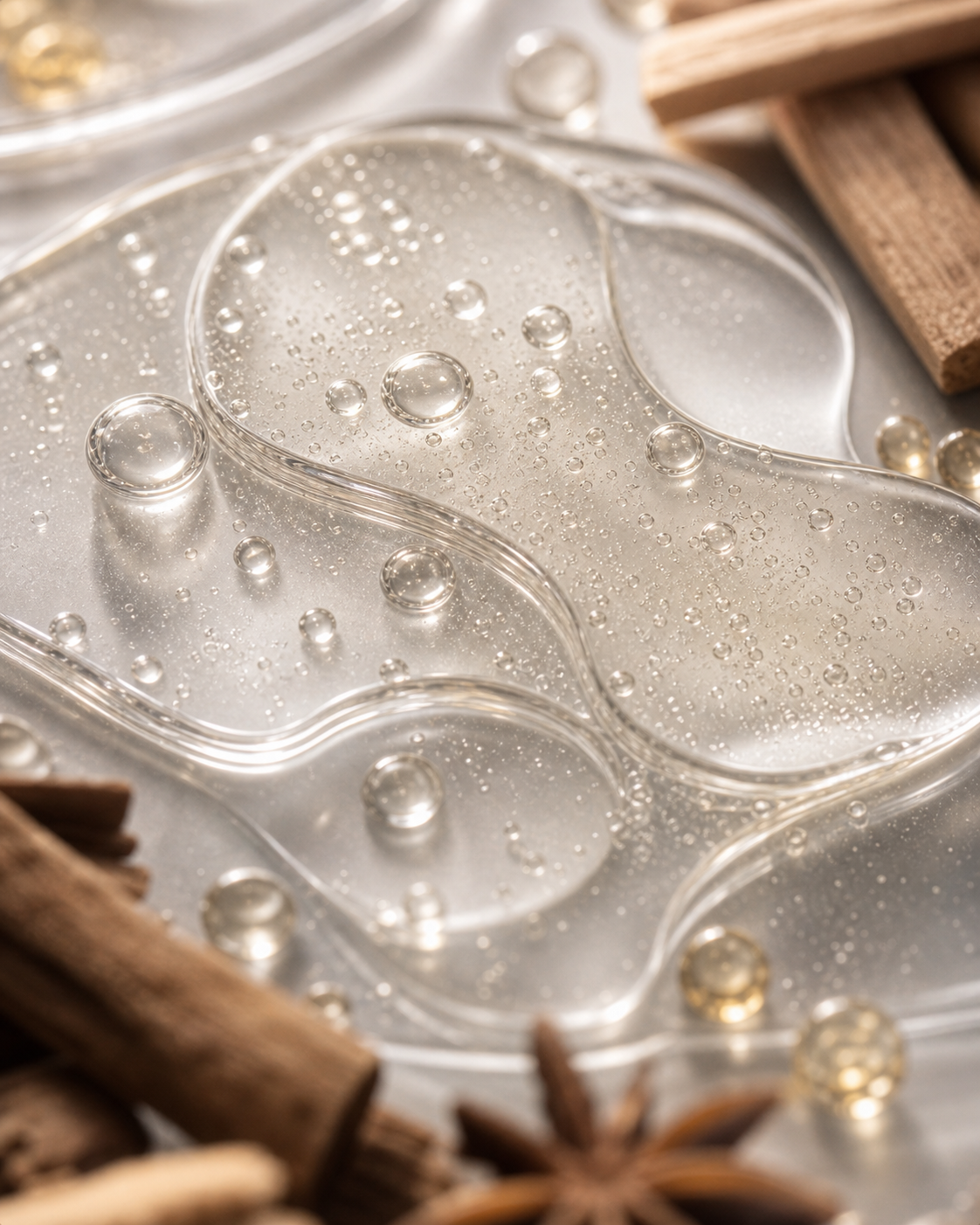 NEVARI Hyaluronic Silk - Spiced Sandalwood product-form texture editorial image