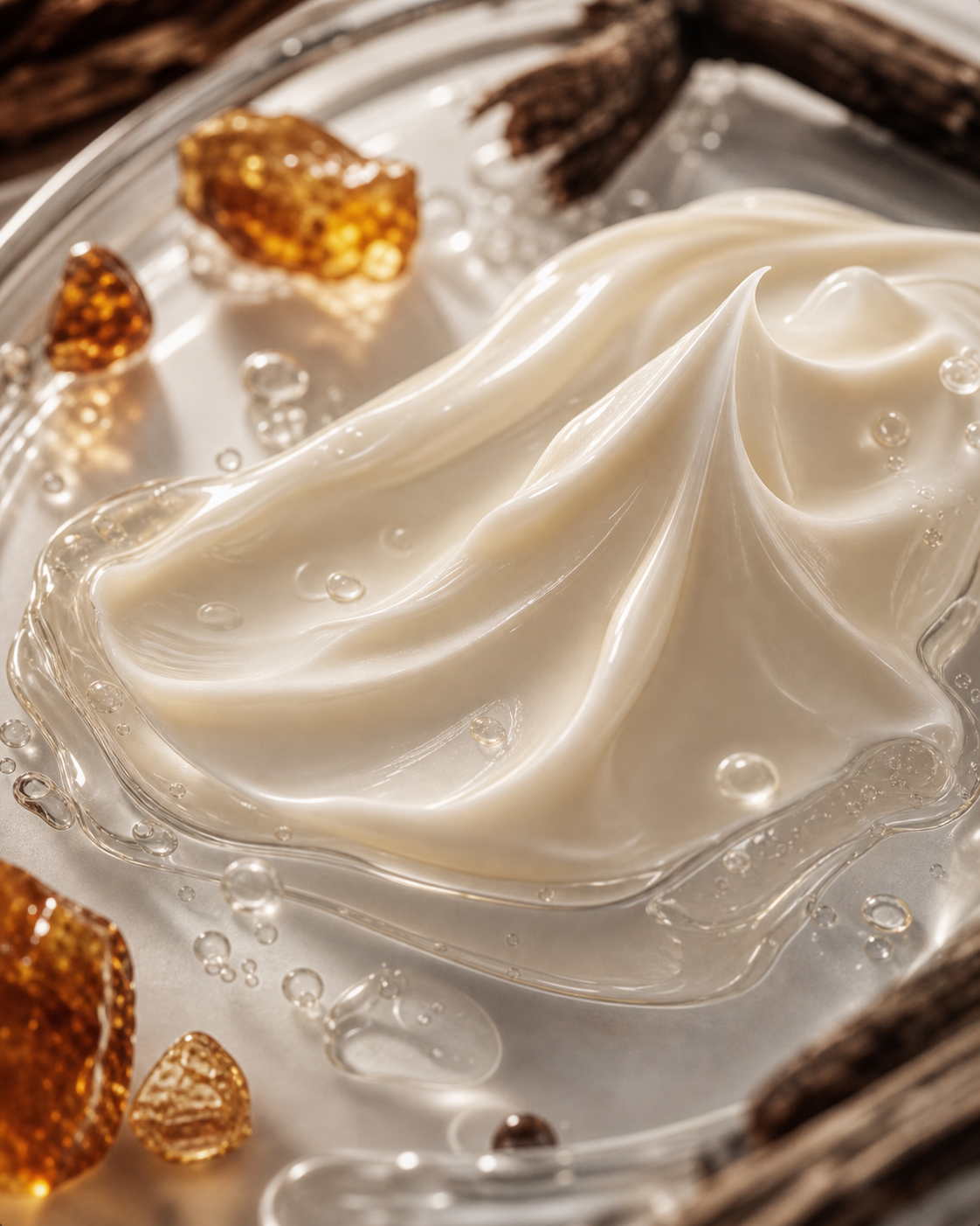 NEVARI Lipid Silk - Woody Amber product-form texture editorial image