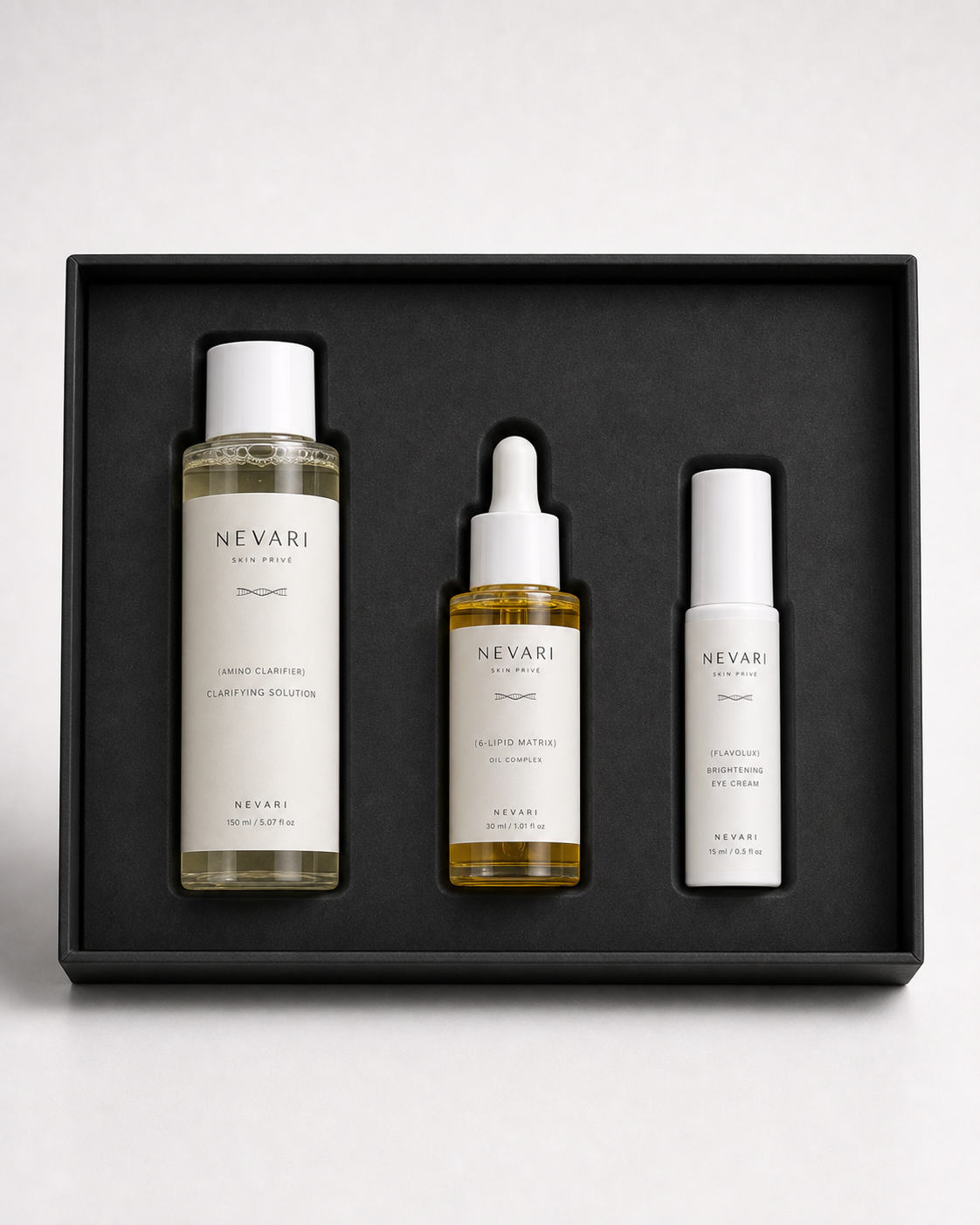 NEVARI Rejuvenating Glow Collection Box inside tray